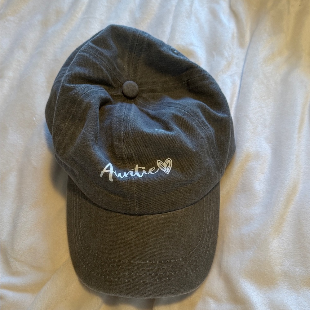 Gray Cap with Embroidered Design